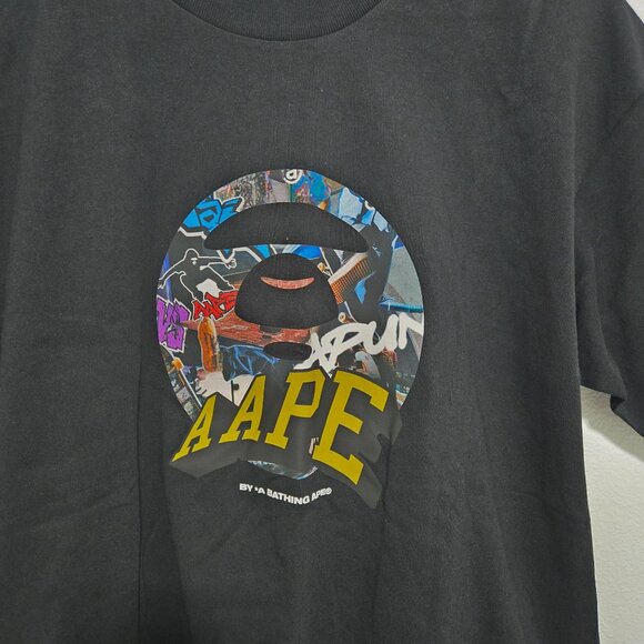 Aape by A BATHING APE Moonface logo print tee in Black - Size Small - Picture 3 of 10